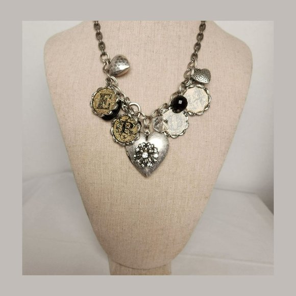 HOPE Heart Necklace Mixed Media Charm Statement Necklace 21 inch Length - Picture 4 of 8